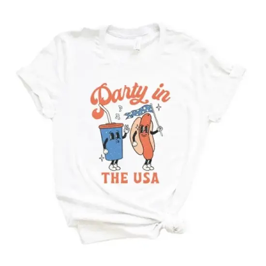 Simply Sage Market Women's Party In The USA Hot Dog Short Sleeve Graphic Tee image {2}