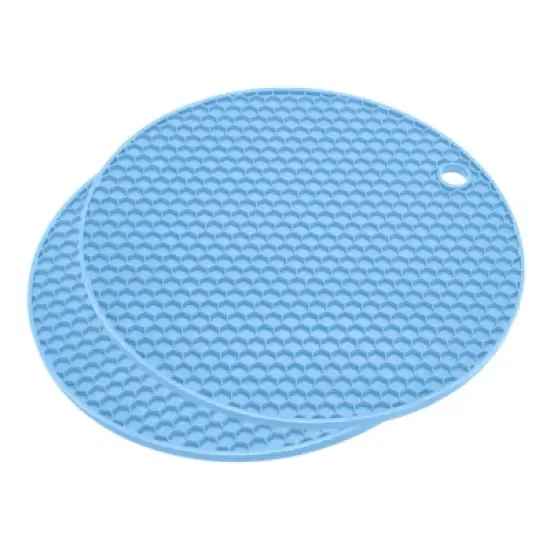 Unique Bargains Silicone Heat Resistant Non-Slip Flexible Trivet Mats Light Blue 2 Pcs image {3}