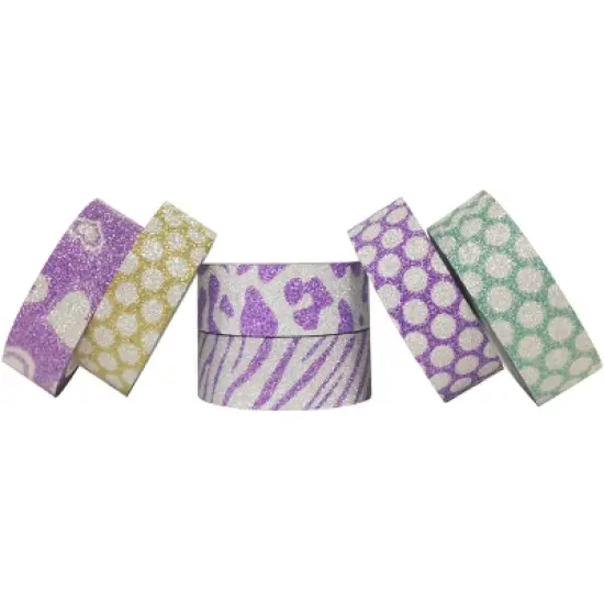 Wrapables Japanese Washi Masking Tape, Glitter Collection (Set of 6) image {4}