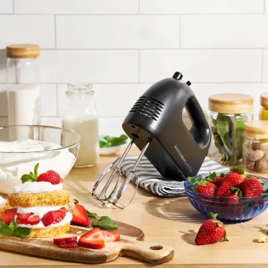 KitchenSmith 5 Speed Hand Mixer: Black, 150W, Dishwasher-Safe Parts, Metal Whisk, Handheld Cooking Mixer image {3}