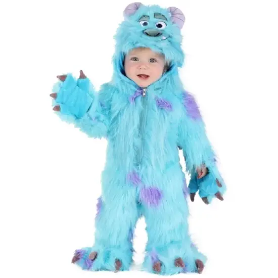 HalloweenCostumes.com Infant Disney Monsters Inc Sulley Halloween Costume | Blue Monster Hooded Jumpsuit image {3}