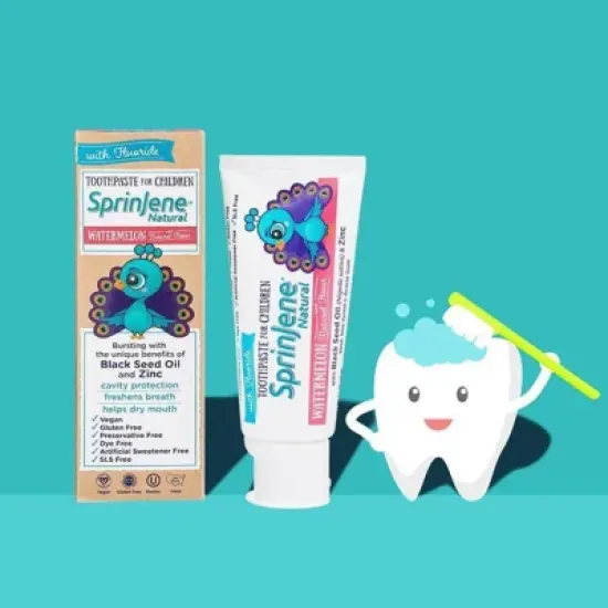 SprinJene Natural Kids Cavity Protection Toothpaste - Watermelon - 3.5oz image {3}