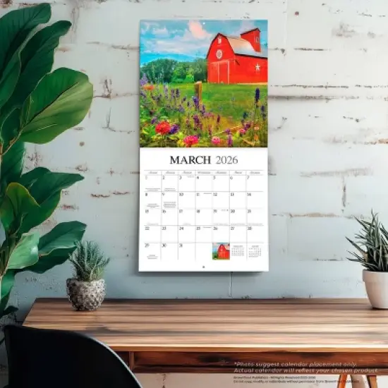 Hopper Studio Beckoning Barns 2026 12"x24" Hanging Square Wall Calendar Plastic-Free image {4}