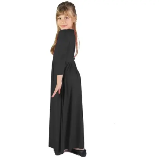 24seven Comfort Apparel Girls Three Quarter Sleeve Pleated Maxi Dress Machine Washable image {1}