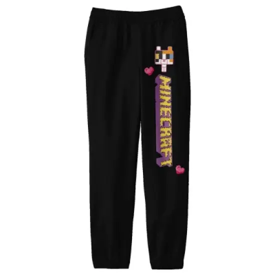 Minecraft Block Kitten with Stylized Logo Youth Black Graphic Sweatpants image {2}