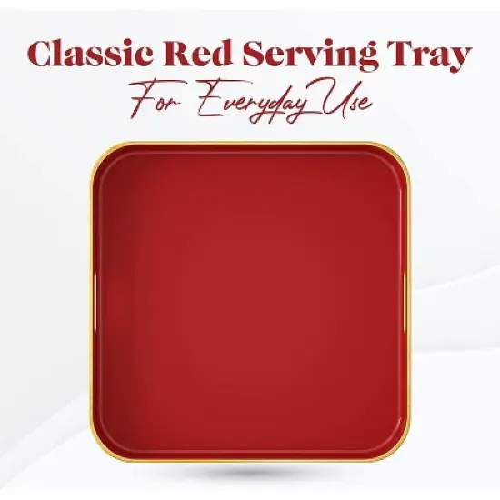 American Atelier Square Tray with Gold Trimming & Handles image {2}