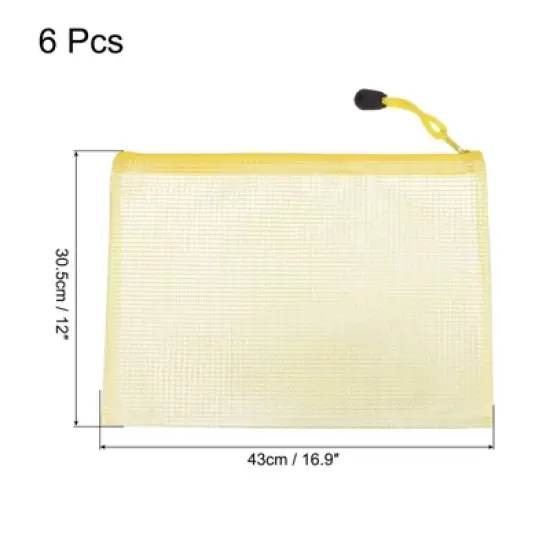 Unique Bargains PVC Waterproof Mesh Zipper Office Travel File Bags 6 Pcs image {1}