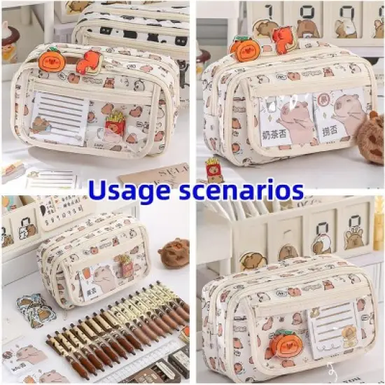 Cute Kawaii Pencil Case Pouch Cartoon Pen Box Holder Organizer image {5}