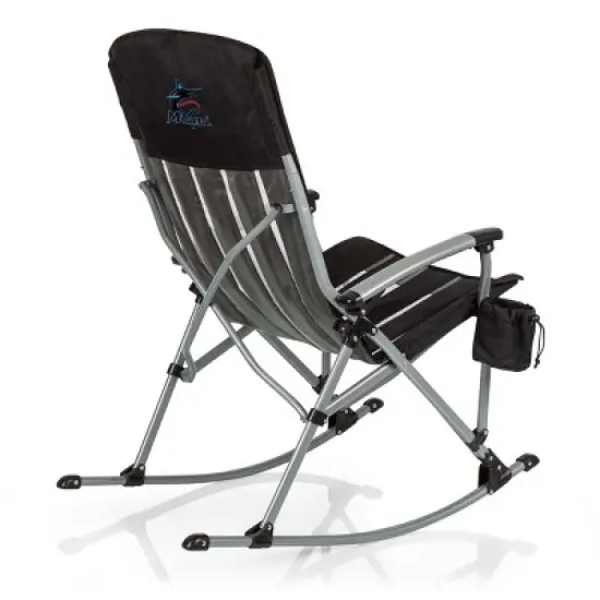 MLB Miami Marlins Outdoor Rocking Camp Chair - Black image {5}