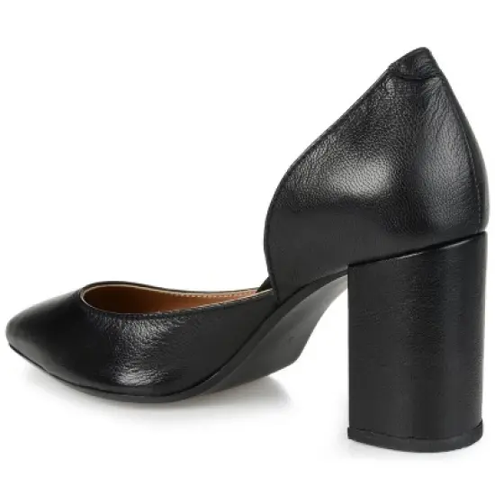 Journee Signature Womens Genuine Leather Jillian D'Orsay High Block Heel Almond Toe Pumps image {6}