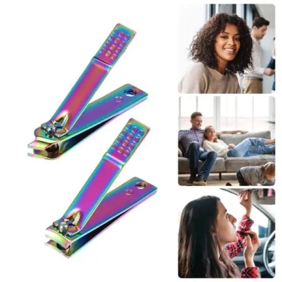 Unique Bargains Portable Stainless Steel Nail Clippers Multicolor 1 Set image {1}