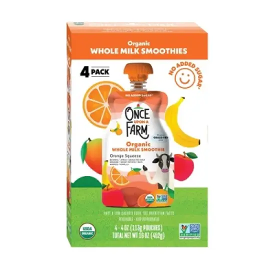 Once Upon a Farm Grassfed Orange Squeeze Whole Milk Smoothie - 16oz/4ct image {5}