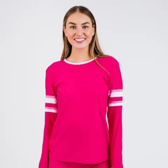 Calypsa Womens Striped Color Block Rash Guard image {3}