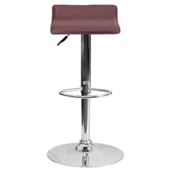 Emma and Oliver Solid Wave Seat Vinyl Adjustable Height Barstool with Chrome Base image {8}