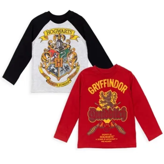 Harry Potter Gryffindor Hogwarts 2 Pack Long Sleeve Graphic T-Shirts Red / Grey  image {8}