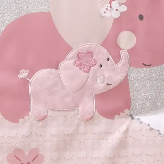 The Peanutshell Pink Elephant Crib Bedding Set, 3pc to 12 Pc, For Girls image {1}