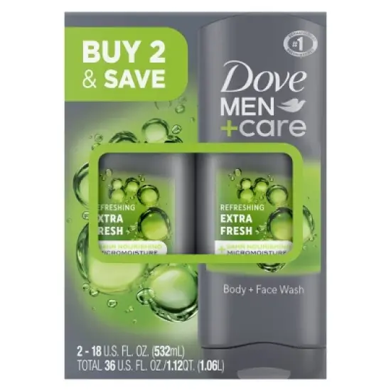 Dove Men+Care Extra Fresh Micro Moisture Cooling Body Wash - 18 fl oz/2pk image {6}