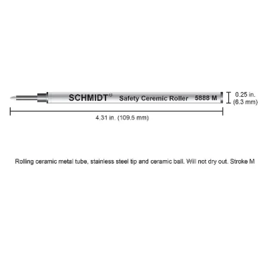 Schmidt Ink Schmidt 888 Safety Ceramic Rollerball Plastic Tube Refill Fits Universal Pens Medium image {4}