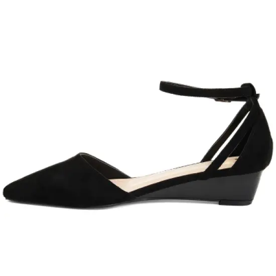 Journee Collection Womens Arkie Buckle Pointed Toe Sliver Wedge image {1}