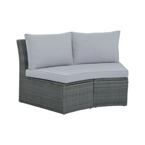 FIONECA 10-Piece Outdoor Sectional Half-Round Patio Rattan Sofa Set, Light Gray PE Wicker Conversation Furniture, Modular Combination image {11}