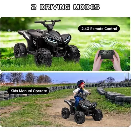 12V Kids Ride On ATV,Battery Powered Electric Four Wheeler with Music, Led Lights, High/Low Speed Modes image {4}