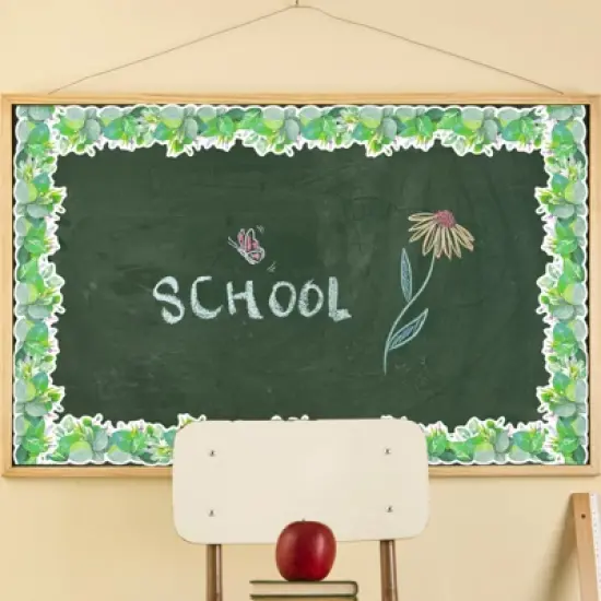 Wrapables 60 Feet Bulletin Board Border Trim Stickers, Greenery image {2}