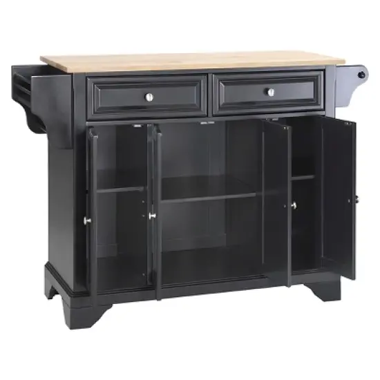 LaFayette Natural Wood Top Kitchen Island - Black - Crosley image {2}
