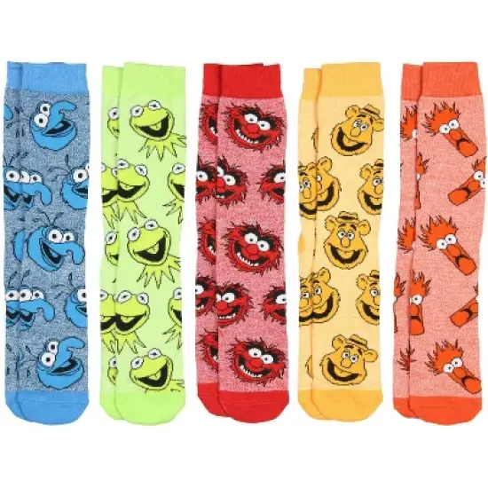 The Muppets Kermit Animal Gonzo Beaker Fozzie 5 Pack Crew Socks Multicoloured image {1}