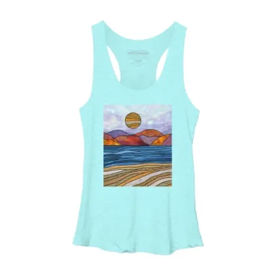 Women's Design By Humans Beach Landscape Stain Glass By Maryedenoa Racerback Tank Top image {10}