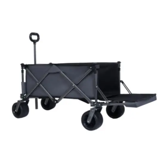 FURNIinspire Outdoor Serving Carts Collapsible Folding Wagon 300L Collapsible Wagon with Tailgate All-Terrain Wheels, Gray, 49.02"*22.05"*35.04" image {5}