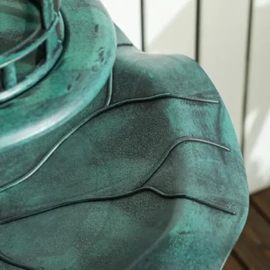 Munora 3-in-1 Pedestal Bird Bath with Feeder & Flower Planter, 20" Diameter x 44.5" Tall Outdoor Garden Decor, Green image {8}