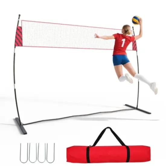 12FT Adjustable Volleyball Net for Backyard, Beach & Indoor, Portable Freestanding System with Quick-Setup & Fiberglass Poles image {3}