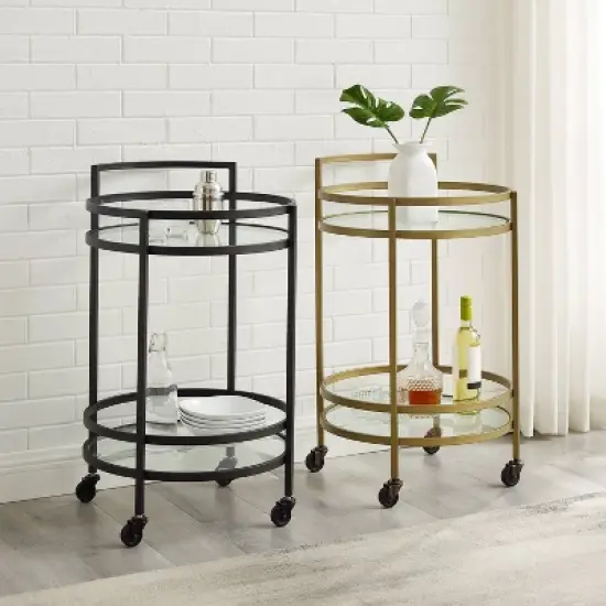 Bailey Round Bar Cart Gold - Crosley image {3}