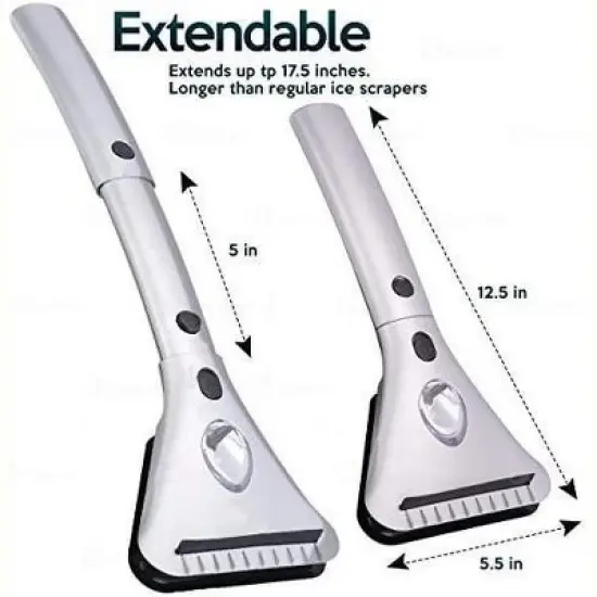 Zone Tech Heated Car Window Snow/Ice Scraper with Light - Extendable 12V LED Light Heated Ice/Snow Scraper with 15.8 feet Long Cord image {3}