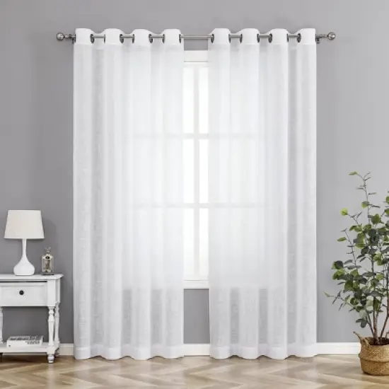 Kate Aurora 2 Pack Lux Thread Premium Woven Grommet Top Sheer Curtain Panels image {7}