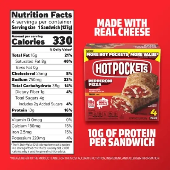 Hot Pockets Pepperoni Pizza Frozen Snacks - 18oz/4ct image {6}