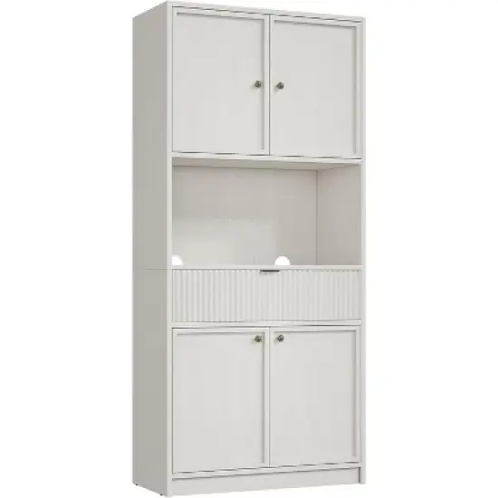 Acekool 70" Tall Kitchen Pantry Cabinet with Countertop, Fluted Doors, Adjustable Shelves, and Drawer, Freestanding Storage Cupboard image {7}
