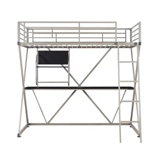 Zachary Loft Bed Pewter - Powell image {2}
