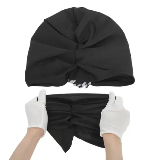 Unique Bargains Polyester Knotted Swimming Caps Black White 1 Pc image {4}