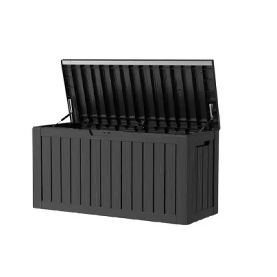 MAYEERTY 80 Gallon Large Capacity Outdoor Deck Box for Patio Furniture Cushions, Pillow with Wheels, Black image {3}