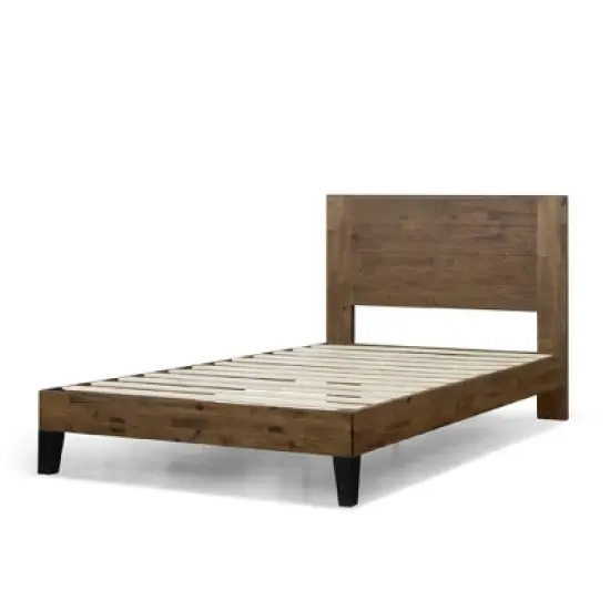 Tonja Wood Platform Bed Frame with Headboard Brown - Zinus image {8}