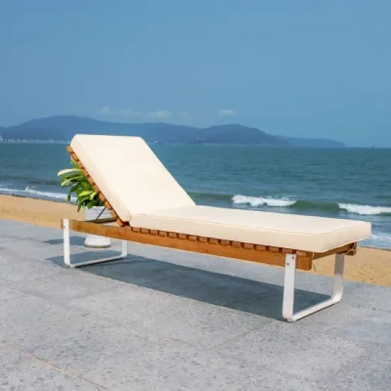 Nuca Sunlounger - Outdoor - PAT7084 - Natural/White -Safavieh image {2}
