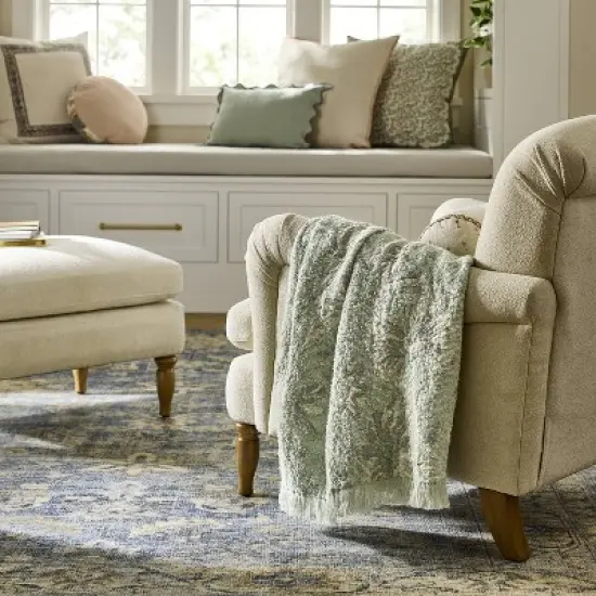 Easter Throw Jacquard Floral Green - Threshold&trade; Design with Studio McGee image {1}