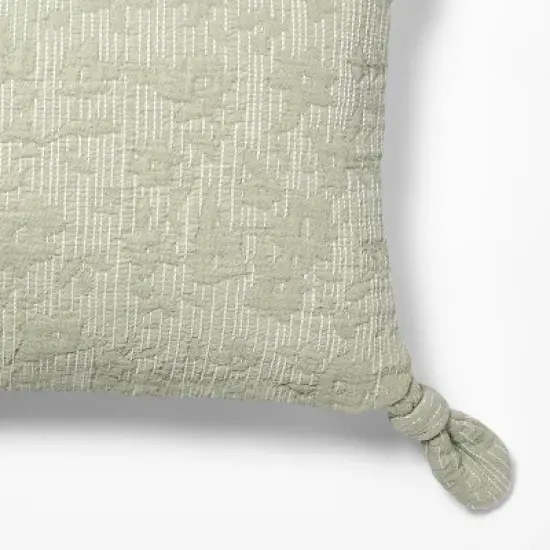 Lumbar Floral Jacquard Pillow with Corner Ties Green - Threshold designed with Studio McGee image {1}