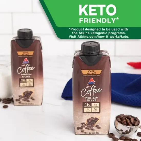 Atkins Caf&eacute; au Lait Iced Coffee Protein Shake - 4pk/44 fl oz image {7}