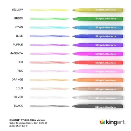 KINGART Glitter Markers 12 Colors image {4}