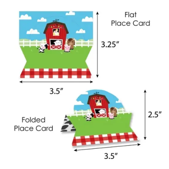 Big Dot of Happiness Farm Animals - Barnyard Baby Shower or Birthday Party Tent Buffet Card - Table Setting Name Place Cards - Set of 24 image {6}