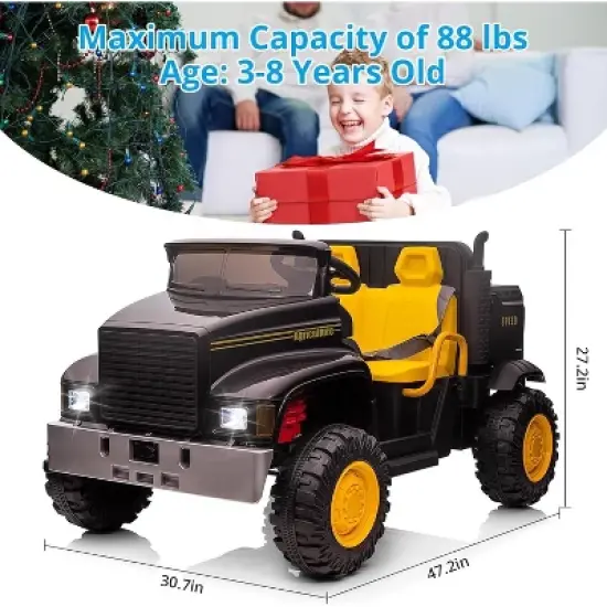 Garvee Kids Ride On Truck Car, 24V Powered Electric Vehicle Truck for Kids with Remote Control, Led Light, Music, Horn, High Low Speed image {6}