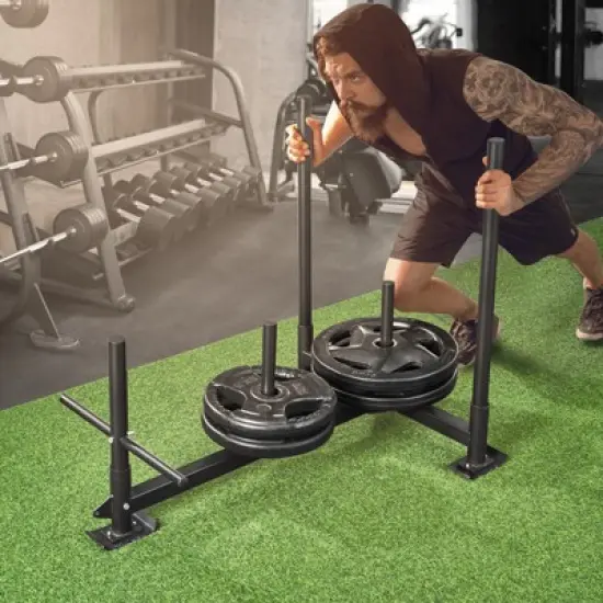 VEVOR Weight Training Sled, Pull Push Power Sled with Handle, Fitness Strength Resistance Training, Steel Workout Equipment for Athletic Exercise image {1}