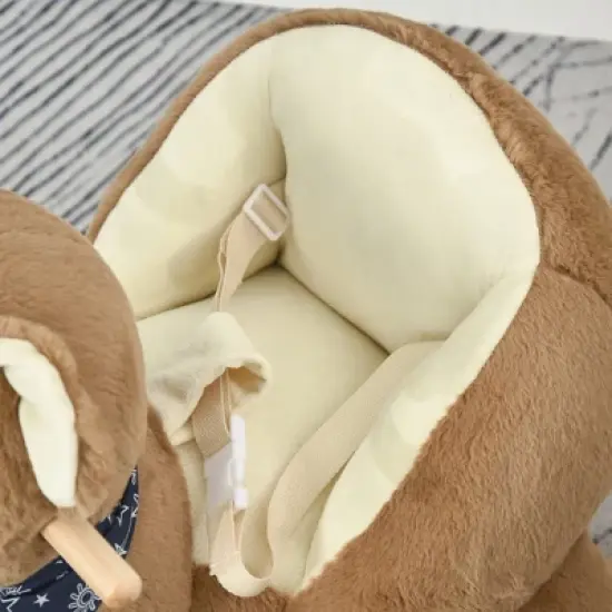 Qaba Kids Ride-On Rocking Horse Toy Bear Style Rocker with Fun Music & Soft Plush Fabric for Children 18-36 Months image {5}